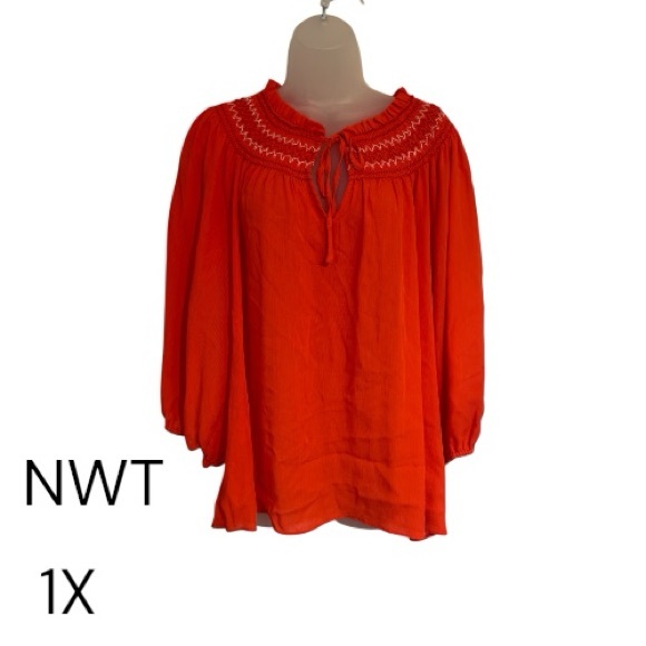 Rose & Olive Tops - NWT  Rose & Olive Vibrant Orange Top  PLUS:  1X     #I